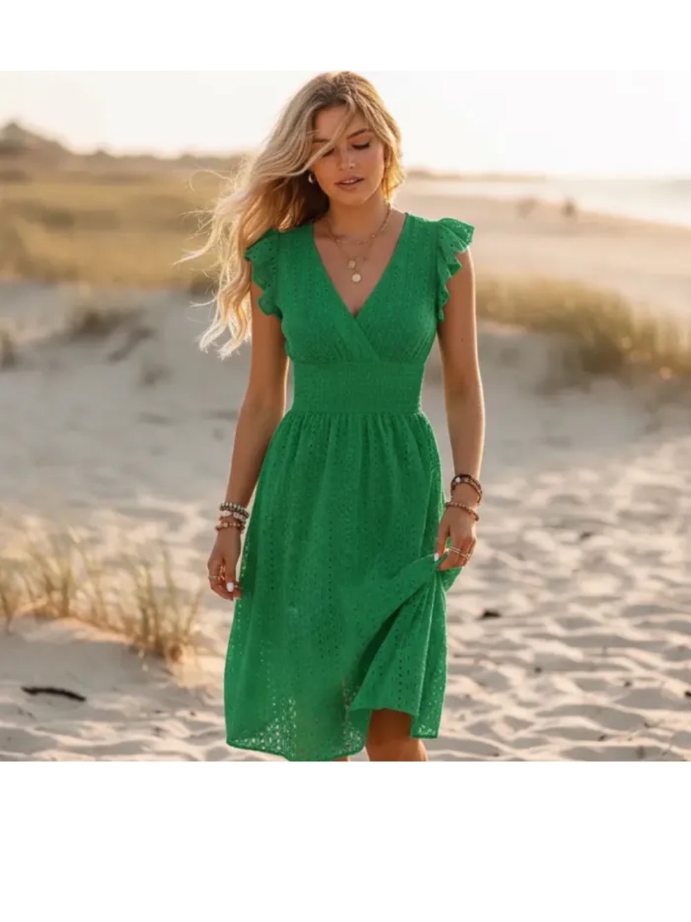 Boho Eyelet Lace Midi Dress new Boho Beach Hut small